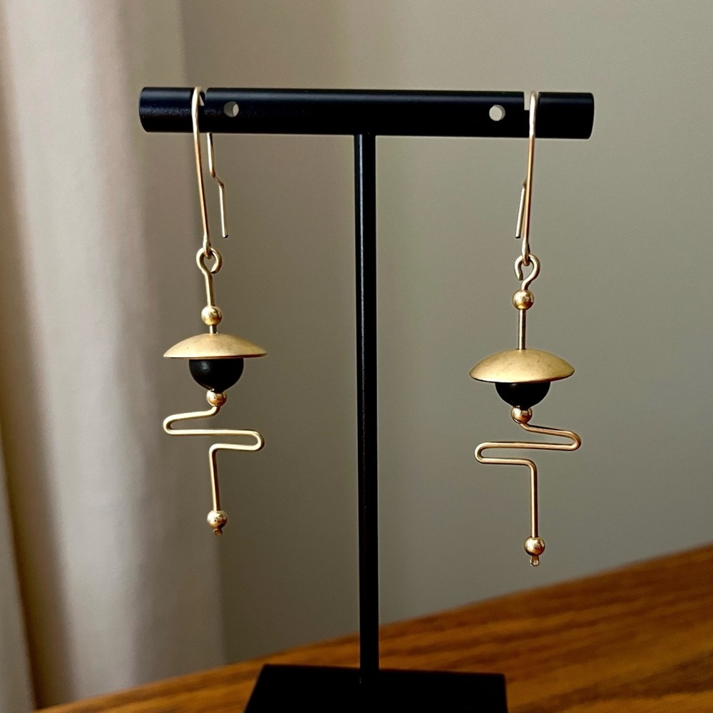 Elegant Gold and Black Dangle Earrings